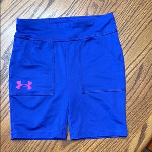 Under Armour Blue and Pink Athletic Shorts with Elastic Waistband